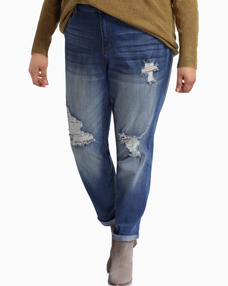 Front of plus size Albany Distressed Boyfriend Jean by Morgan & Walker | Dia&Co | dia_product_style_image_id:115769